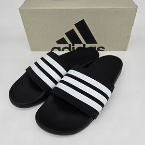 New adidas Adilette Comfort Slides Black White Women's Shoes Size 11